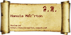 Hanula Márton névjegykártya